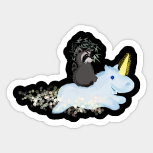 Raccoon and Unicorn Friends Sticker